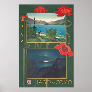 Affiche de voyage vintage Lac de Côme Lombardie It