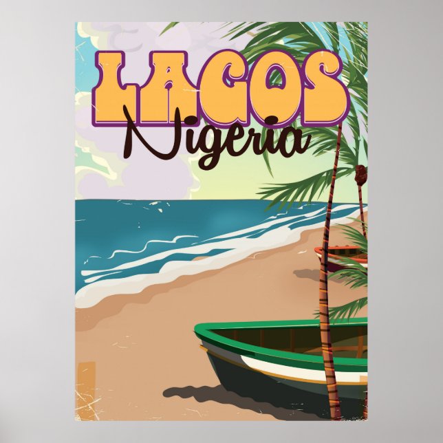 Affiche de voyage vintage Lagos, Nigeria (Devant)