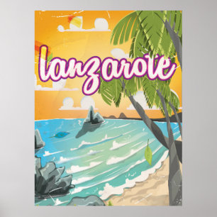 affiche de voyage vintage Lanzarote dessin animé