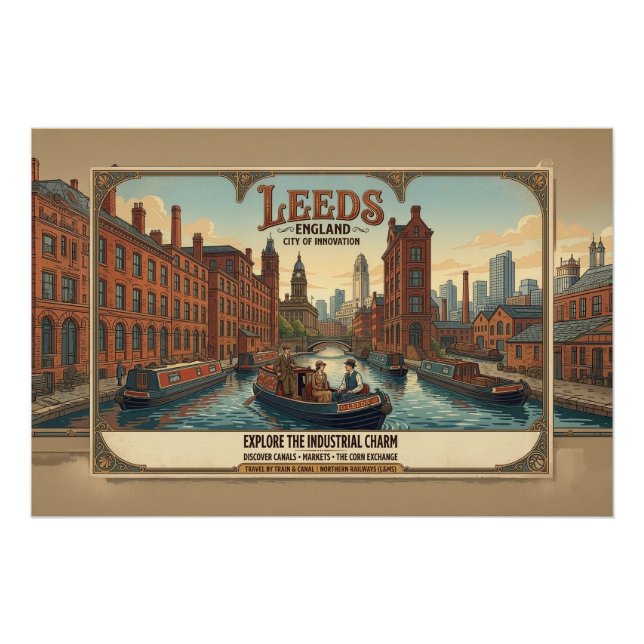 Affiche de voyage vintage Leeds Angleterre (Devant)