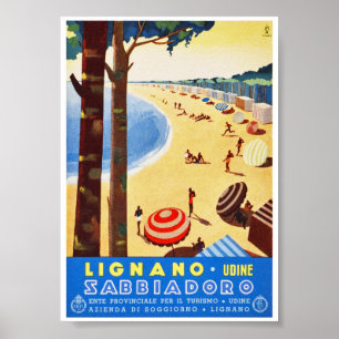 Affiche de voyage vintage Lignano Italie Restaurée