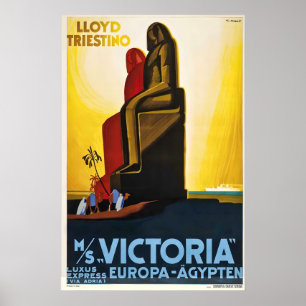 Affiche de voyage vintage Lloyd Triestino MS Victo
