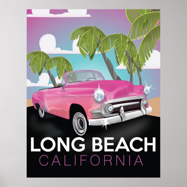 Affiche de voyage vintage Long Beach Californie (Devant)