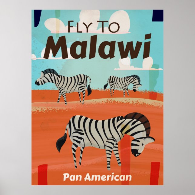 Affiche de voyage vintage Malawi (Devant)