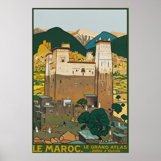 Affiche de voyage vintage Maroc Montagnes de l'Atl (Devant)