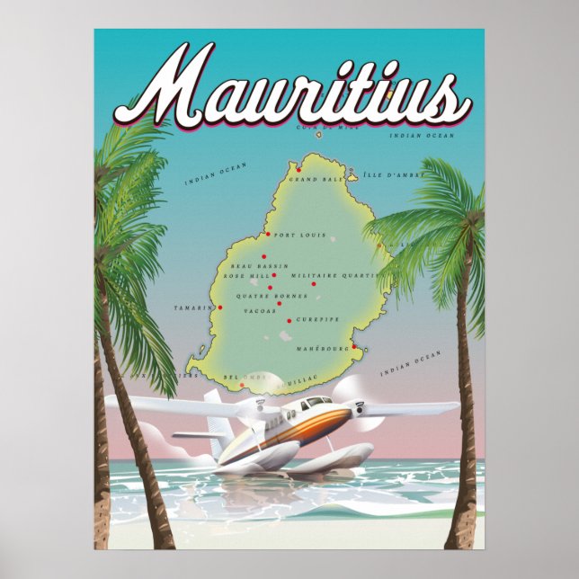 Affiche de voyage vintage mauricienne (Devant)