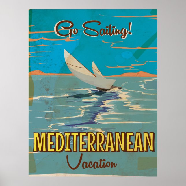 Affiche de voyage vintage méditerranéenne (Devant)