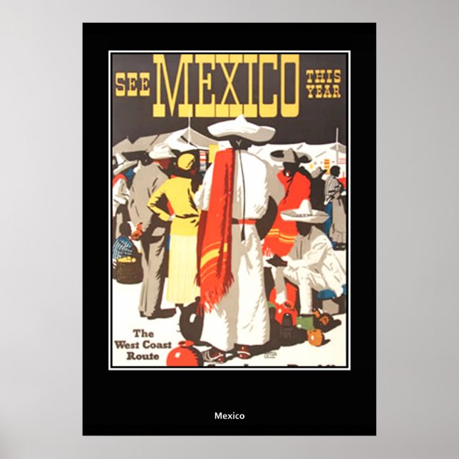 Affiche de voyage vintage Mexique (Devant)