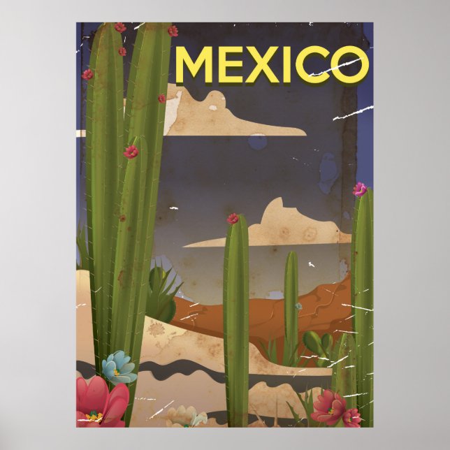 Affiche de voyage vintage Mexique. (Devant)