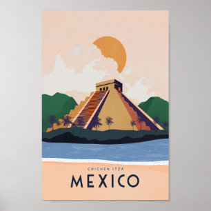 Affiche de voyage Vintage-Mexique-Chichen itza