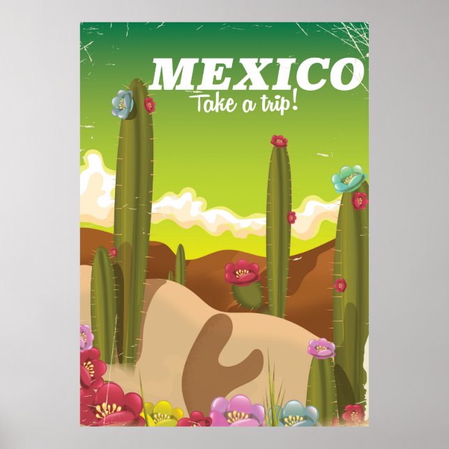 affiche de voyage vintage Mexique désert (Devant)