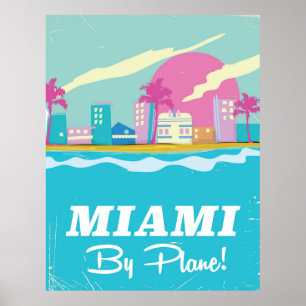Affiche de voyage vintage Miami années 80