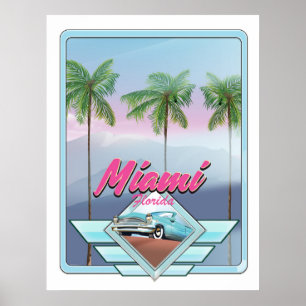 Affiche de voyage vintage Miami Floride