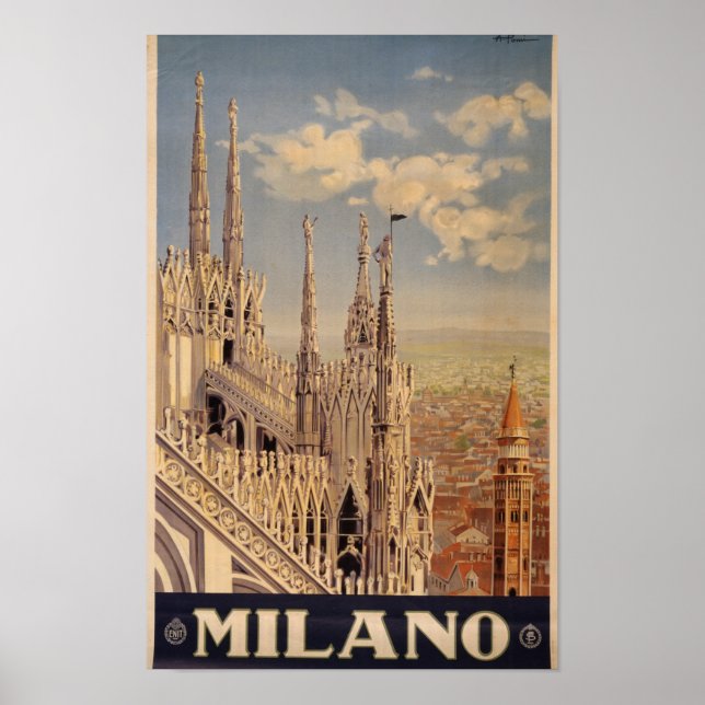 Affiche de voyage vintage Milan Italie (Devant)