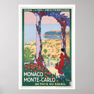 Affiche de voyage vintage Monaco Monte Carlo - Enc
