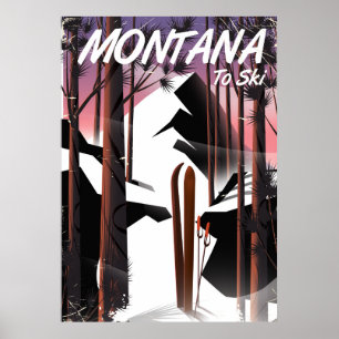 Affiche de voyage vintage Montana Ski