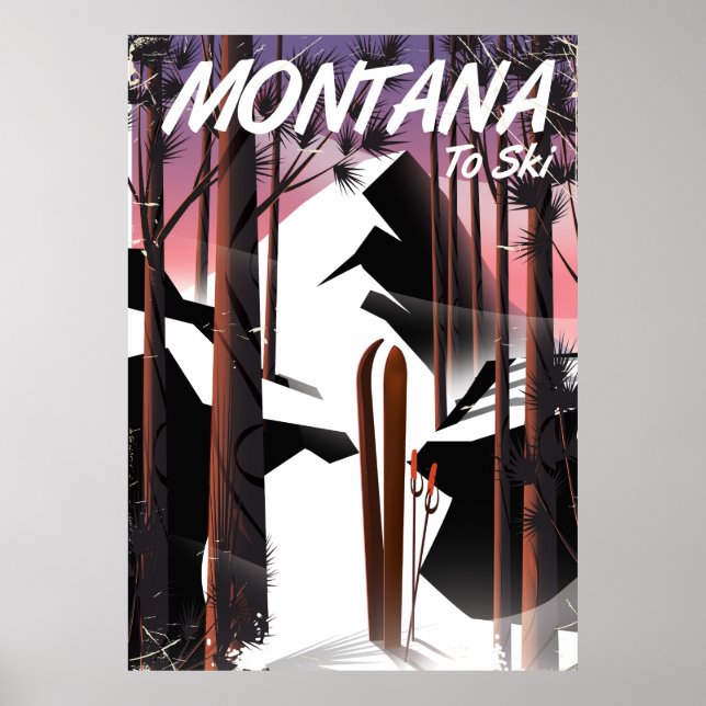 Affiche de voyage vintage Montana Ski (Devant)