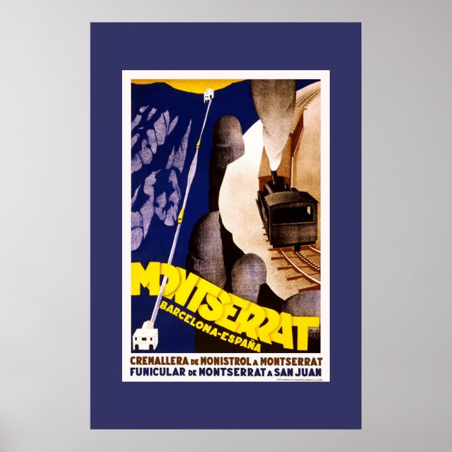 Affiche de voyage vintage Montserrat Espagne (Devant)