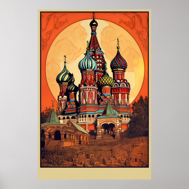 Affiche de voyage vintage Moscou, Russie (Devant)