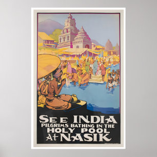Affiche de voyage vintage Nashik Inde Art Indien