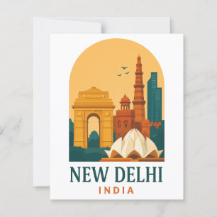 Affiche de voyage vintage New Delhi Inde – Ville R