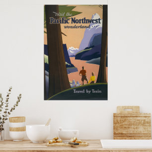 Affiche de voyage vintage Pacific Northwest 1925 T