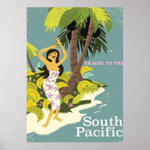 Affiche de voyage vintage Pacifique Sud