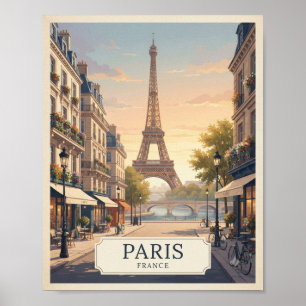 Affiche de voyage vintage Paris France Tour Eiff