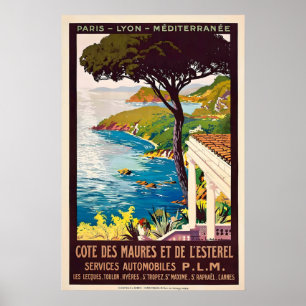 Affiche de voyage vintage Paris Lyon - EncadréeNon