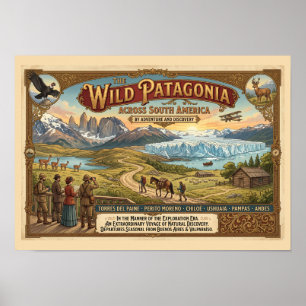 Affiche de voyage vintage Patagonia Ère d'explorat