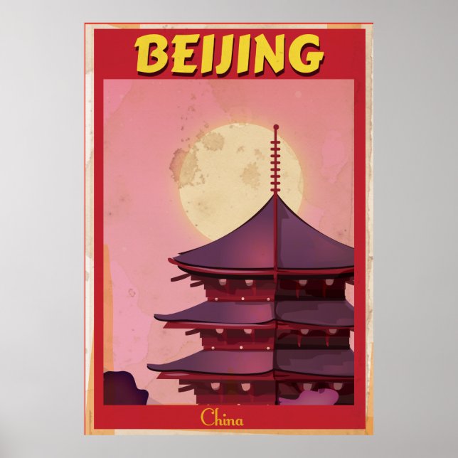 Affiche de voyage vintage Pékin Chine (Devant)