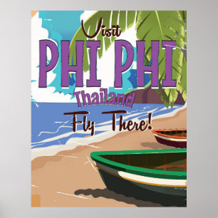 Affiche de voyage vintage Phi Phi Thaïlande