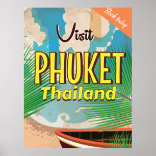 Affiche de voyage vintage Phuket Thaïlande