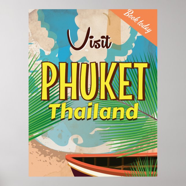 Affiche de voyage vintage Phuket Thaïlande (Devant)