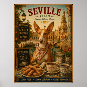 Affiche de voyage vintage Podenco espagnol à Sévil