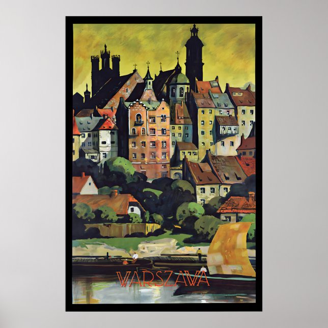 Affiche de voyage vintage Pologne - Varsovie d'ava (Devant)
