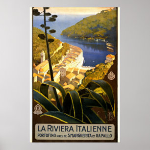 Affiche de voyage vintage Portofino Riviera Italie