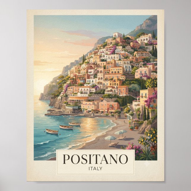 Affiche de voyage vintage Positano Italie  (Devant)