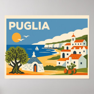 Affiche de voyage vintage Pouilles Italie