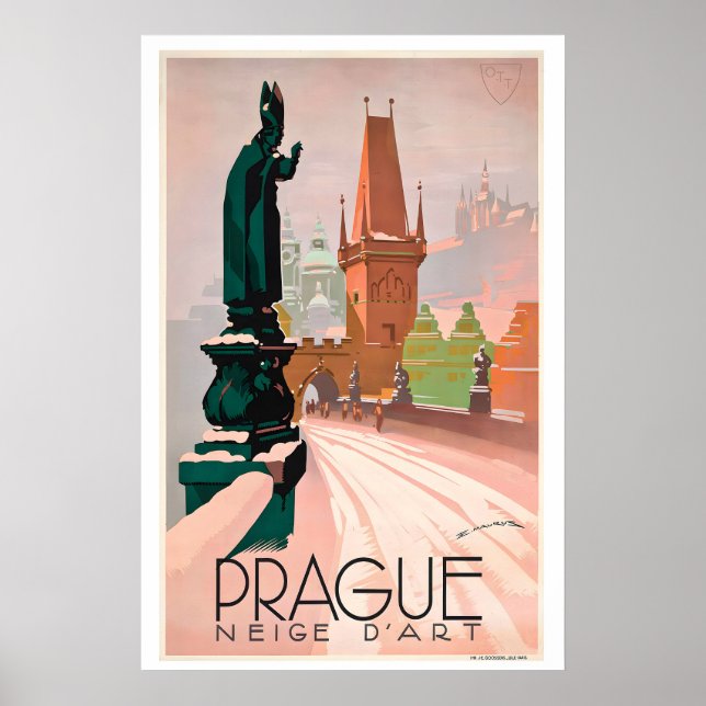 Affiche de voyage vintage Prague République tchèqu (Devant)