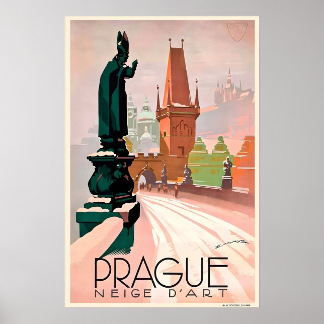 Affiche de voyage vintage Prague tchèque (Devant)