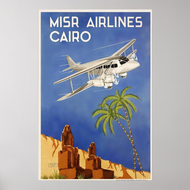 Affiche de voyage vintage Pyramides du Caire Égypt (Devant)