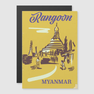 Affiche de voyage vintage Rangoon Myanmar