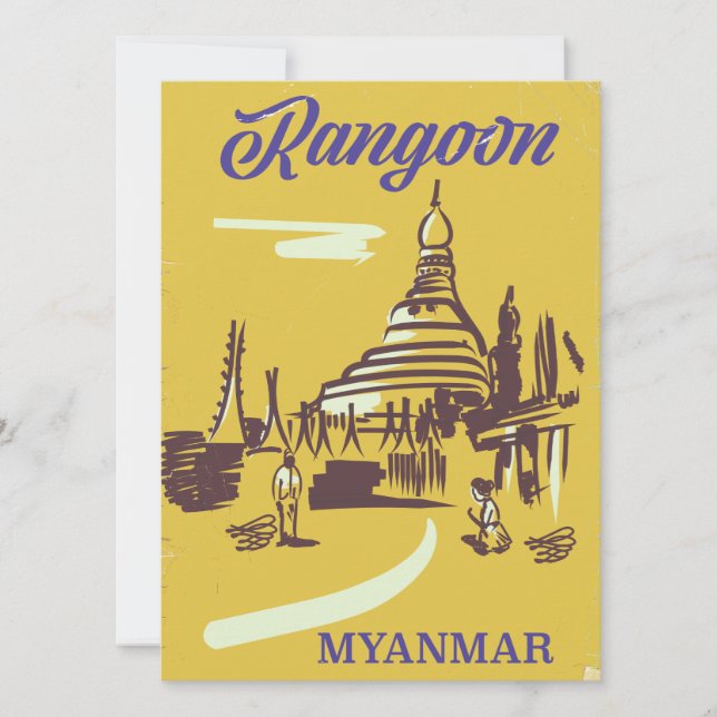Affiche de voyage vintage Rangoon Myanmar (Devant)