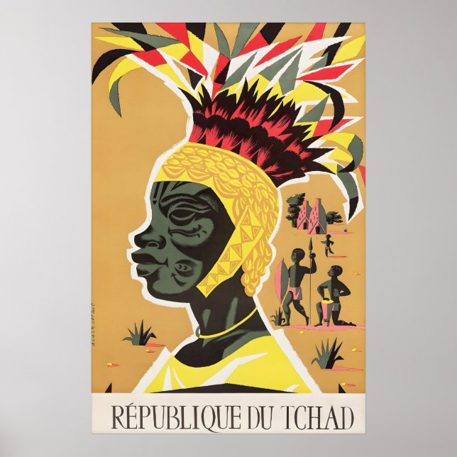 Affiche de voyage vintage République du Tchad (Devant)