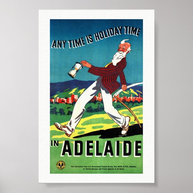 Affiche de voyage vintage restaurée d'Adélaïde Aus (Devant)