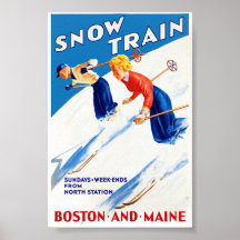 Affiche de voyage vintage restaurée de Boston Main
