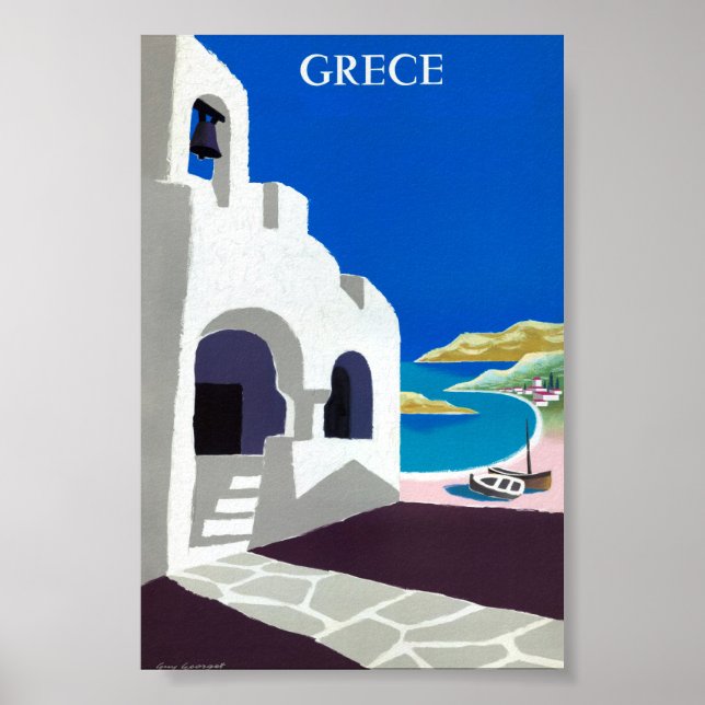 Affiche de voyage vintage restaurée de Grèce (Devant)