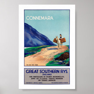 Affiche de voyage vintage restaurée Irlande Connem