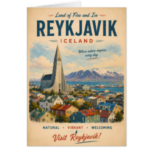 Affiche de voyage vintage Reykjavik Islande avec d